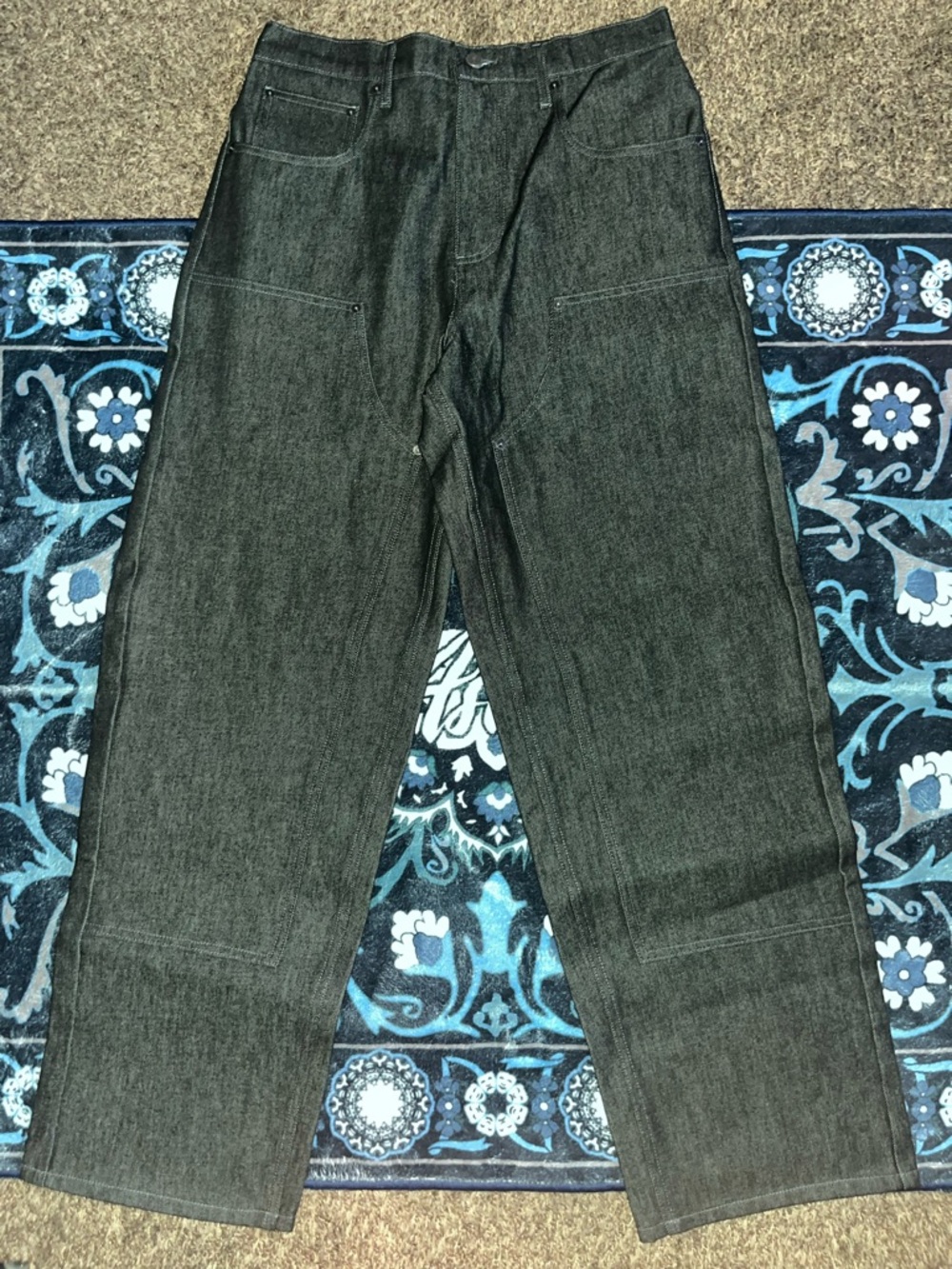 Alocs Carpenter Dark Wash Straight Leg Denim Pants